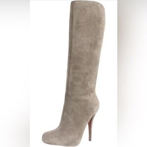 Enzo Angiolini Yabbo Dark Taupe Suede High Heel Boots – Size 9M